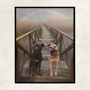 2 dog rainbow bridge gift, 2 dogs lovers loss, 2 dogs on over the rainbow, 2 dog memorial, pet memorial gift, rainbow bridge printable