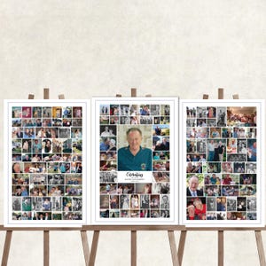 Funeral photo collage boards with 142 photos, posters, celebrate the life posters, photo collage boards, memory boards, posters for pictures
