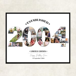 Custom 21st Birthday Photo Collage, 21st birthday photo collage, 21st birthday gift ideas, established 2004
