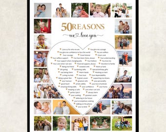 50 Reasons We Love You: 50th Birthday Photo Collage Gift