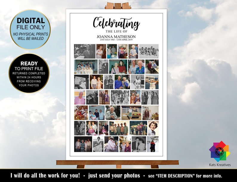 Funeral Memorial Photo Collage for Funeral Service Funeral Etsy