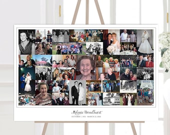 Funeral memorial photo display, memorial photo collage, memory board for funeral, funeral memory board, funeral photo board