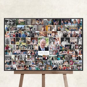 Funeral Memorial Photo Collage 105 photos, funeral display, funeral memorial memory poster, celebrate the life poster welcome sign