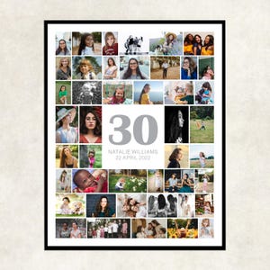 30th birthday photo collage gift, 30th birthday gift ideas, 30th birthday gift for her, 30 gifts for him