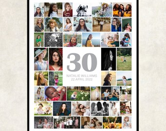 Personalised 30th Birthday Photo Collage, Custom Milestone Gift , party decoration