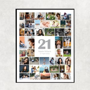 21st birthday gift photo collage, 21st birthday gift for her, 21st birthday gift for him, personalised 21 birthday gift idea, 21 party decor