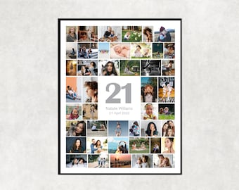 Personalized 21st Birthday Photo Collage Gift , 21st Birthday Party Decoration