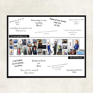 Farewell gift photo collage, coworker leaving gift, moving away gift, farewell party gift decoration, guest book sign, personalised farewell