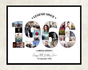 60th Birthday Photo Collage Gift: Legend Since 1966