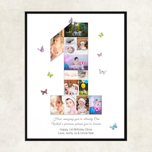Geschenk zum 1. Geburtstag für Mädchen, Baby 1. Geburtstag, Geschenk für Tochter 1. Geburtstag, personalisiertes Geschenk zum 1. Geburtstag, mein erstes Mädchen, Poster