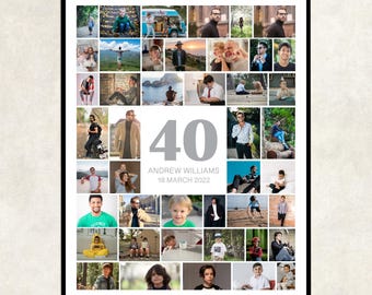 Collage de fotos para regalo de 40 cumpleaños, decoración para fiesta de 40 cumpleaños