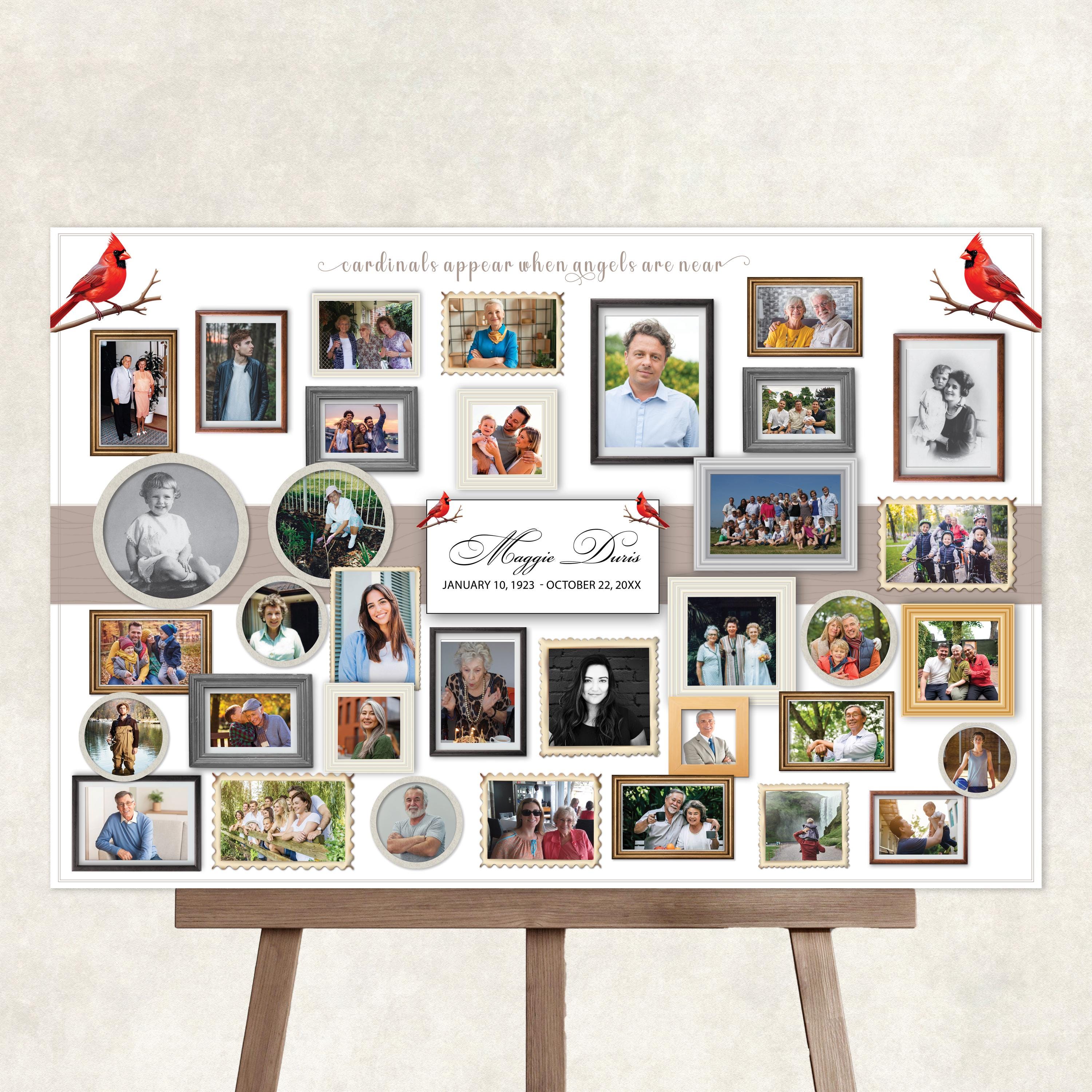 Photo Frame Memory Cardinal Cardinal Memorial Photo Collage Board: Funeral Memory Display (PDF File ...