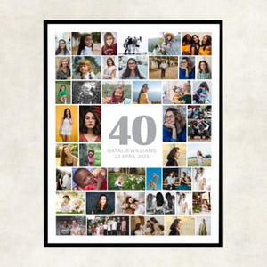 40th birthday gift photo collage, 40th birthday gift for him, 40th birthday gift for her, 40th birthday party decor, 40 birthday