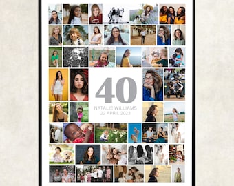 Collage de fotos para regalo de 40 cumpleaños, decoración para fiesta de 40 cumpleaños