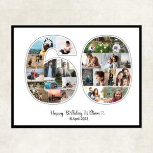 60 birthday number collage gift