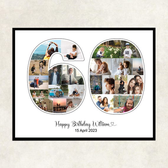 60th Birthday Photo Collage Gift, birthday party decor