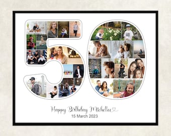 Custom 50th Birthday photo collage gift | 50th Anniversary gifts for parents | 50th birthday gift for women her, 50th wedding anniversary