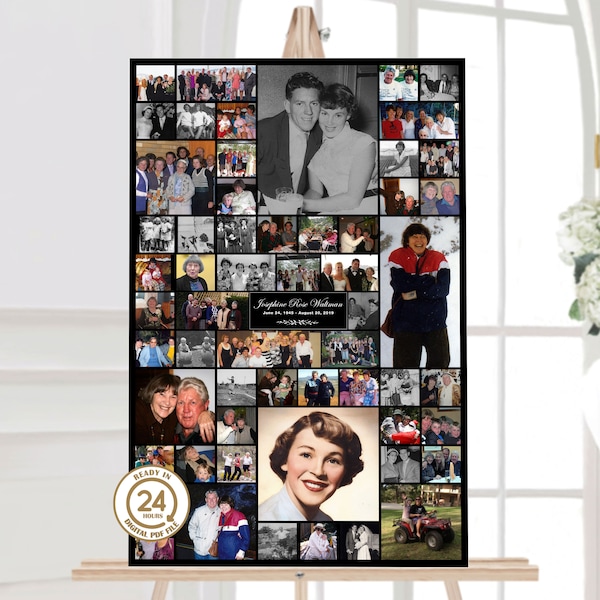 Funeral display | funeral memory poster | celebrate the life poster welcome sign | funeral Photo Collage-FC18
