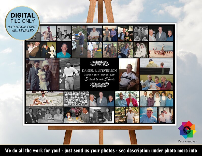 Memorial Collage for Funeral Service Funeral Memorial Memory Etsy