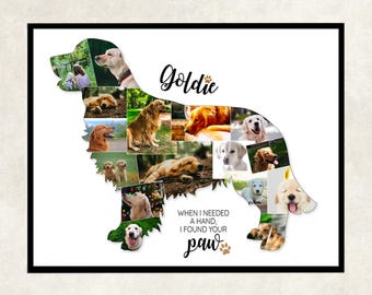 Golden Retriever Photo Collage,Dog loss Memorial Gift