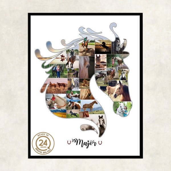 Horse lover gift  photo collage | pony club photo gift |  Horse rider dressage photo collage gift | gift for horse person