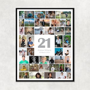 21st birthday gift for him, 21st birthday photo collage, 21st personalised gift for him, 21 party decor