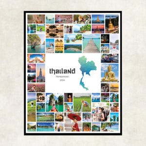 Thailand Fotocollage Kartenfotocollage, Thailand Reise, Thailand Geschenk, Thailand Flitterwochen, Thailand Reise, Urlaubsfotos Thailand