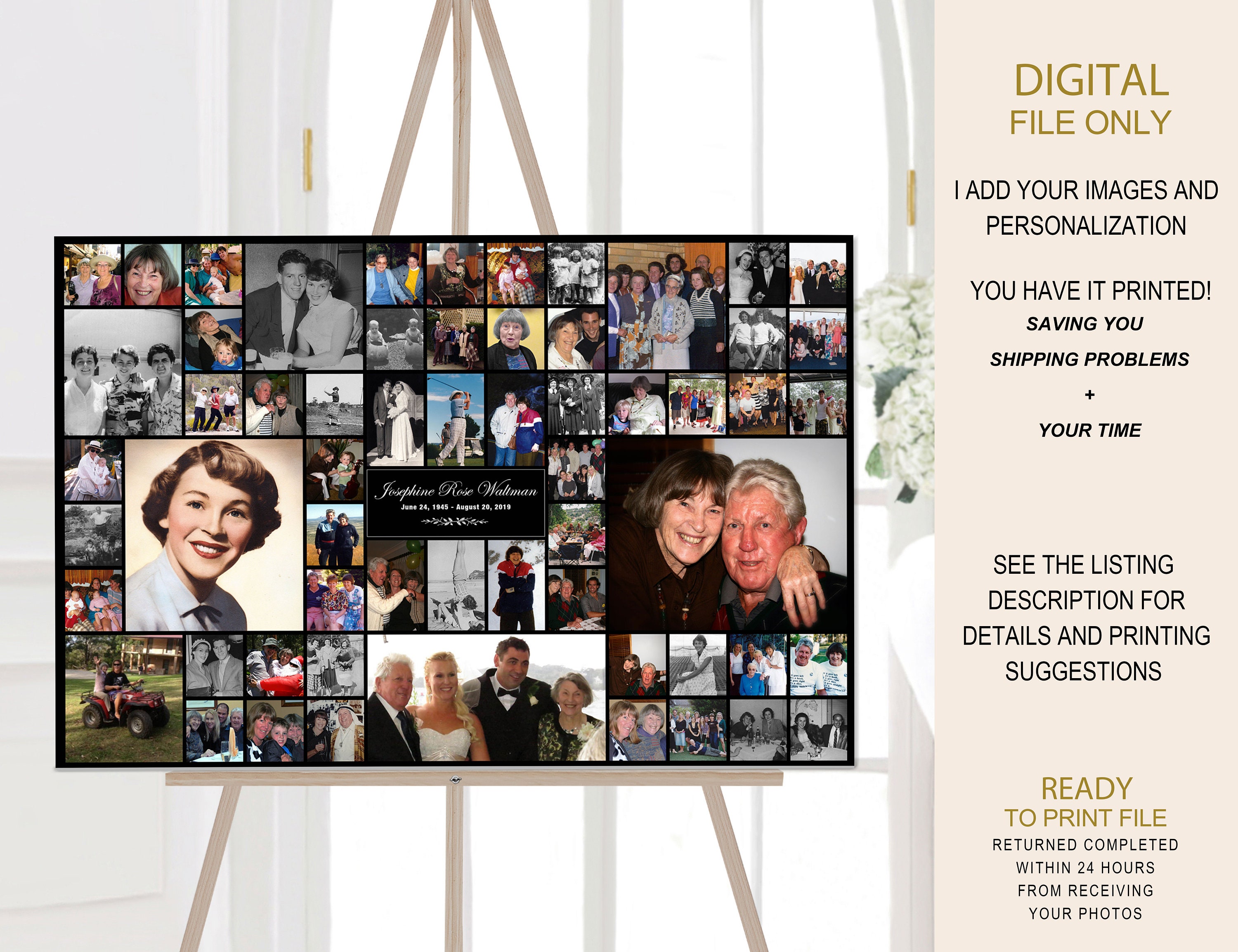 Funeral Display Funeral Memorial Photo Collage Funeral Etsy