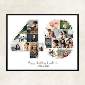 40th birthday party decorations, 40th birthday collage sign, 40th birthday gift for him her, 40 birthday