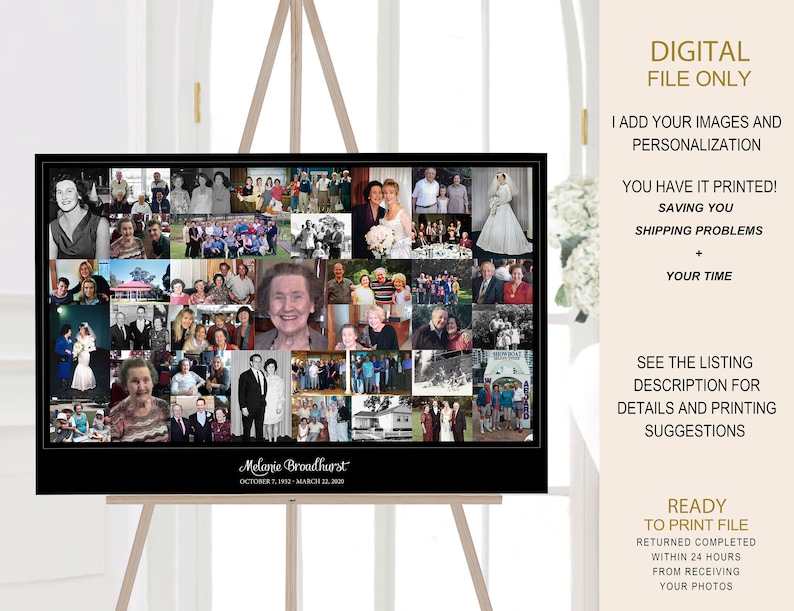 Memory Board for Funeral Funeral Memorial Photo Collage Etsy
