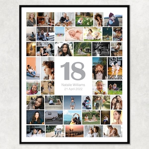18th personalised birthday gift photo collage, 18th birthday gift for her him, 18 birthday gift - I create for you