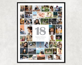 18 Geburtstag Foto Collage Geschenk: 18 personalisierte Fotorahmen