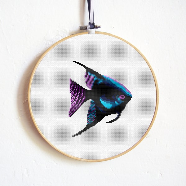 Elegant Angelfish Digital Cross Stitch Pattern