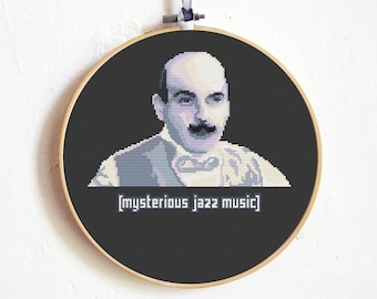 Hercule Poirot Mysterious Jazz Music Digital Cross Stitch Pattern