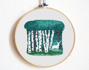 Birch Wood Digital Cross Stitch Pattern