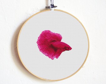 Pink Betta Fish Digital Cross Stitch Pattern