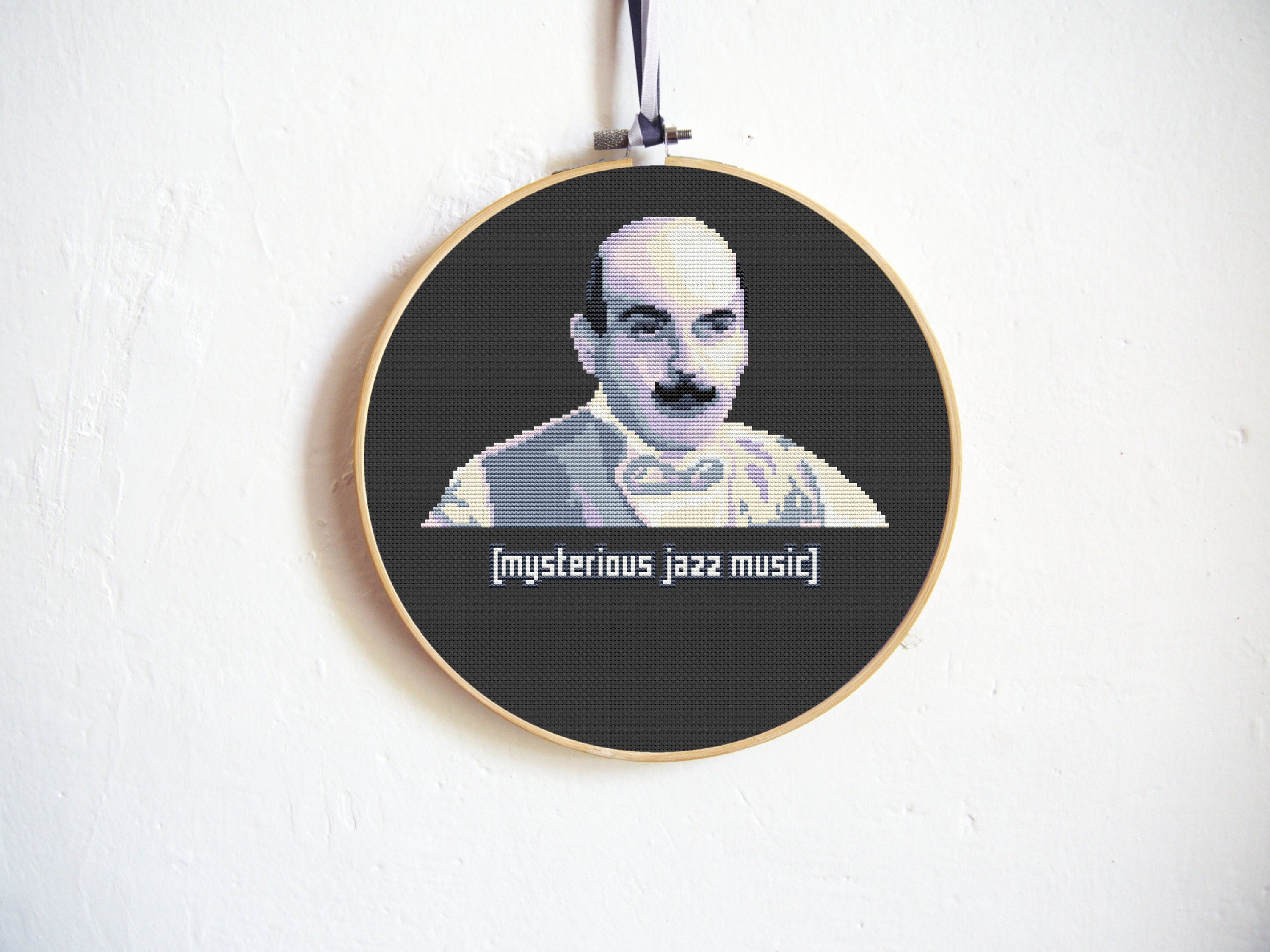 Hercule Poirot Mysterious Jazz Music Digital Cross Stitch Pattern