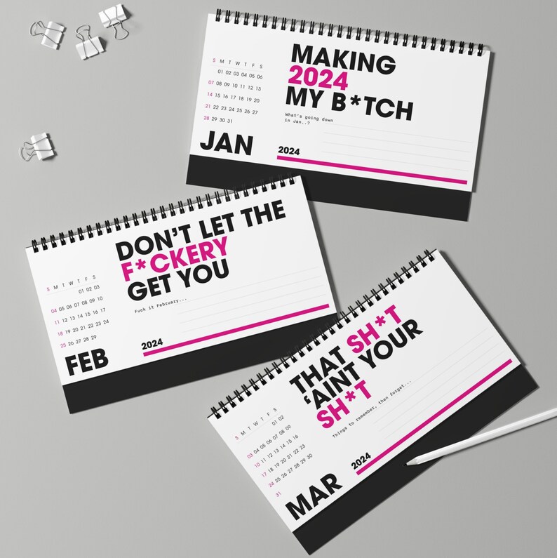 Sweary Affirmations Desk Calendar 2024 Etsy UK