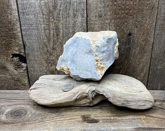 Natural Fossil Coral Specimen - Sky Blue Rough Stone, Display or Craft