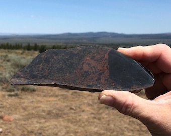 Rough Red Black Obsidian End Cut