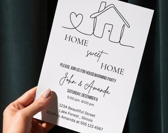 Home sweet Home Housewarming Invitation, Housewarming Party Invite, Modern Minimalistic, New Home Celebration Invite,New Home Card,housewarm