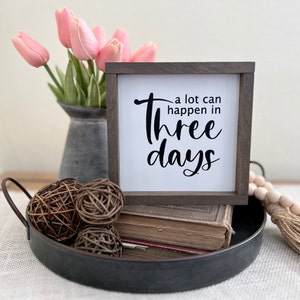 He is Risen Easter Wood Sign: Religious Tiered Tray Decor