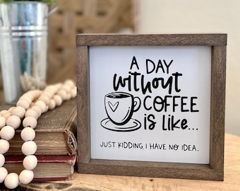 Funny Coffee Bar Sign: Handcrafted Wooden Kitchen Decor