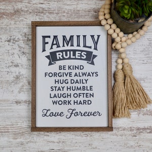 Family Rules Sign, Family Wood Sign, House Rules, Family Values, Family Room Sign, Gallery Wall Sign, Farmhouse Family Sign, Family Wall Art