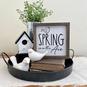 Spring Wood Signs, Hello Spring Sign, Spring Tiered Tray Sign, Spring is in the Air