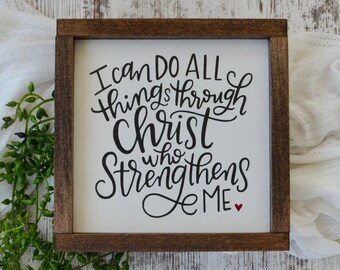 I Can Do All Things Through Christ, Philippians 4:13, Scripture Sign, Confirmation Gift for Girls, Bible Verse Signs