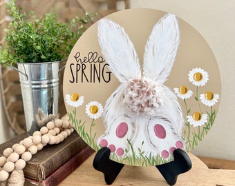 Hello Spring Sign, Spring Wood Signs, Spring Decor, Bunny Decor