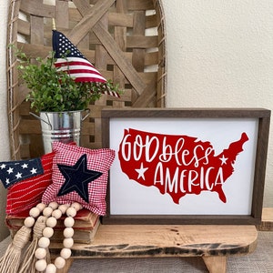 God Bless America, Patriotic Wood Sign, 4th of July Sign, Independence Day, Americana Decor, USA Sign, Patriotic Decor, Memorial Day Sign
