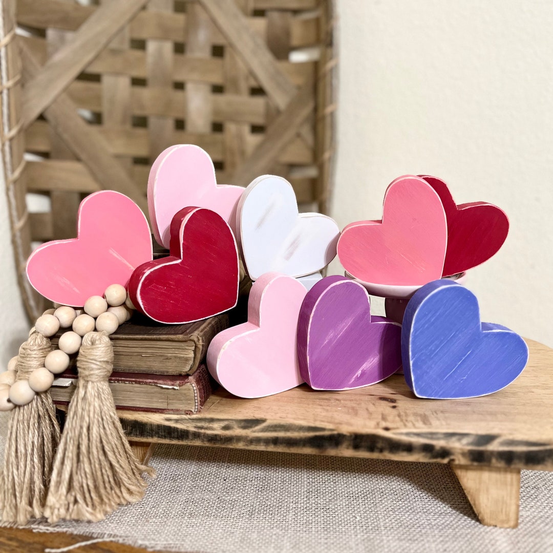 Wooden Hearts, Heart Bowl Fillers, Tiered Tray Hearts, Valentines Day