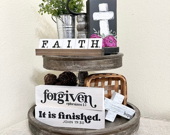 Religious Easter Tiered Tray Decor, He is Risen Sign, Easter Wood Signs, Easter Decor